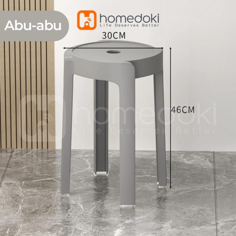 Homedoki Kursi Plastik Bulat - Abu-Abu