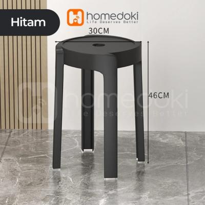 Homedoki Kursi Plastik Bulat - Hitam