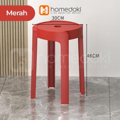 Homedoki Kursi Plastik Bulat - Merah