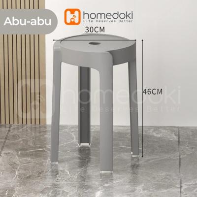 Homedoki Kursi Plastik Bulat - Abu-Abu